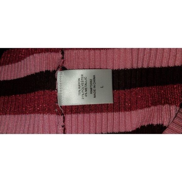 Hooked Long Sleeve Striped Pullover  L Pink - Picture 5 of 8
